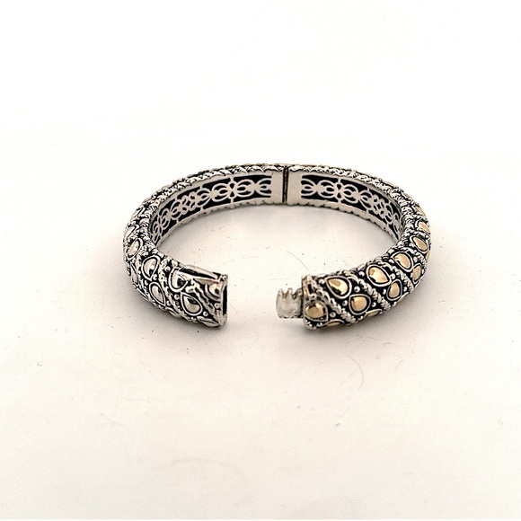 Jai 18K yellow gold and 925 Sterling silver hinged bangle bracelet - Picture 5 of 10